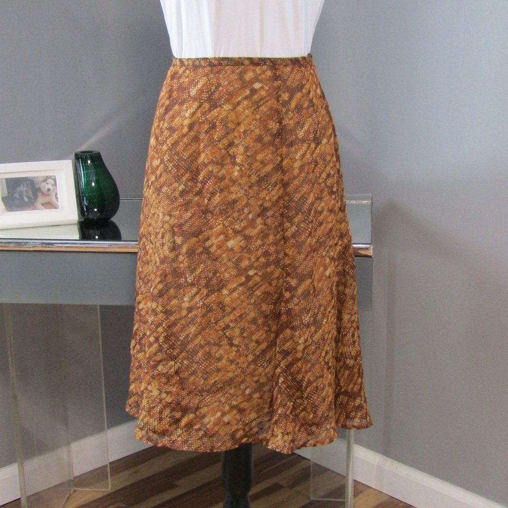 Rena Rowan Orange Brown Chiffon Skirt Size 8P